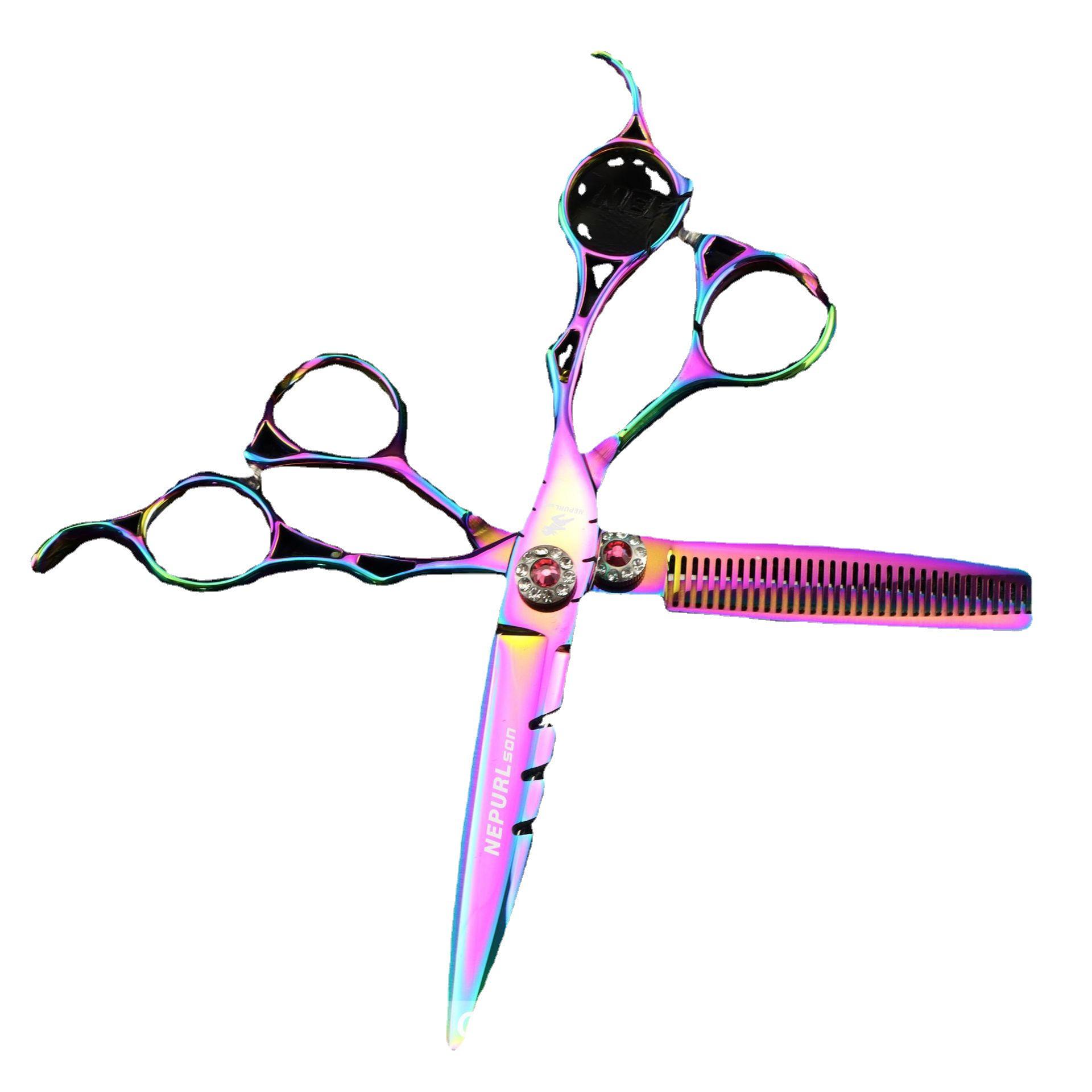 6.0 inch FMX-26 Napson Hollow Handle Hairdressing Scissors – Straight & Thinning Shears Color Straight Shears