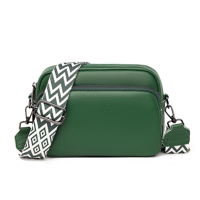 Women's Genuine Leather Lychee Pattern Shoulder Crossbody Bag - Versatile Small Square Design
