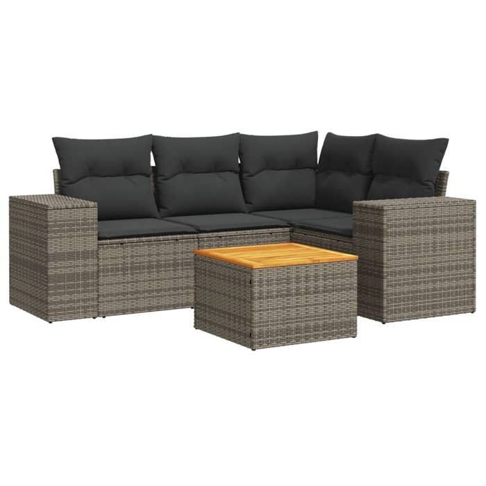 VidaXL Garden Lounge Set with Cushions 5 Pcs, Patio Sofas, Furniture Set, Outdoor Terrace Furniture, Grey 3225430