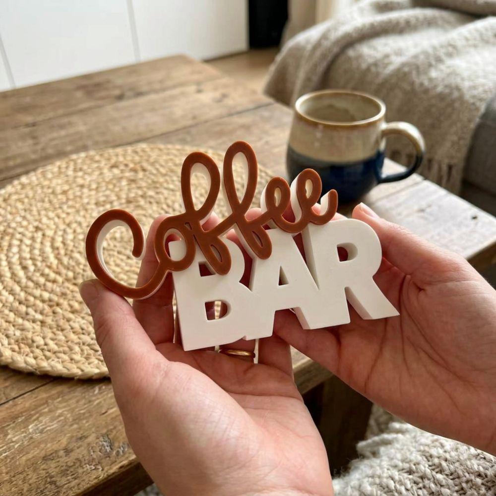 Coffee Themed Coffee Tray Decor Figurine Two-Tone Color Home Coffee Nook Decor Kitchen Counter