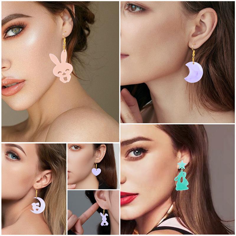 Easter Bunny Easter Egg Hollow Pattern Earring Pendant Silicone Mold Mould For Diy Ornaments Keychain Necklace Charms Mold