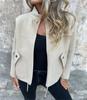 Women's Grey Stand Collar Short Jacket with Multiple Color Options