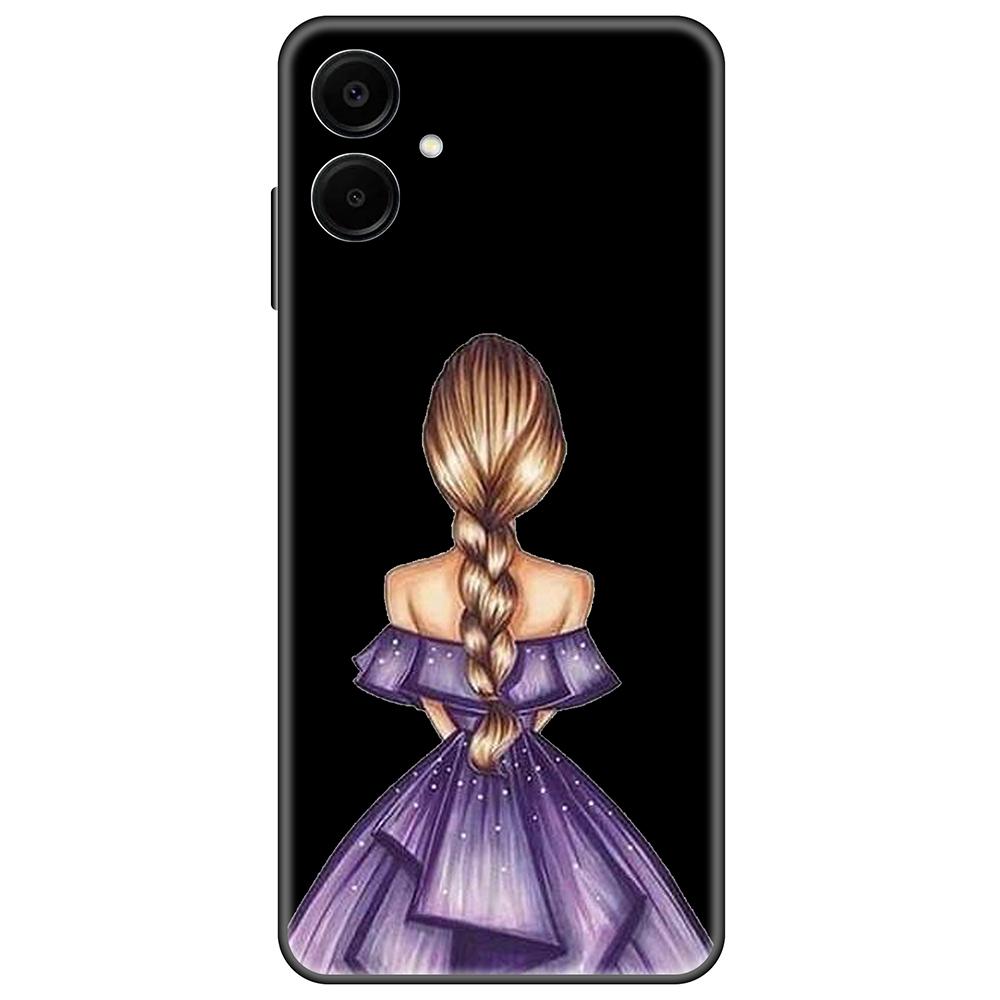for Samsung Galaxy A06 Black Case Cute Luxury 6.7inch Cases on GalaxyA06 Soft tpu Cover shockproof Bumper
