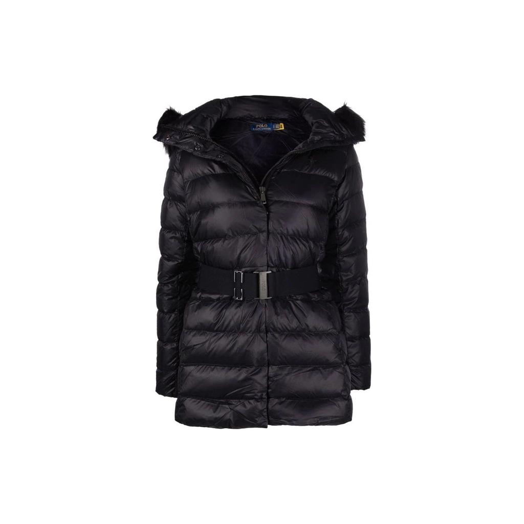 Polo Ralph Lauren Ensfarget midje Casual Langermet Dunjakke Dame Yttertøy Svart 211849510001