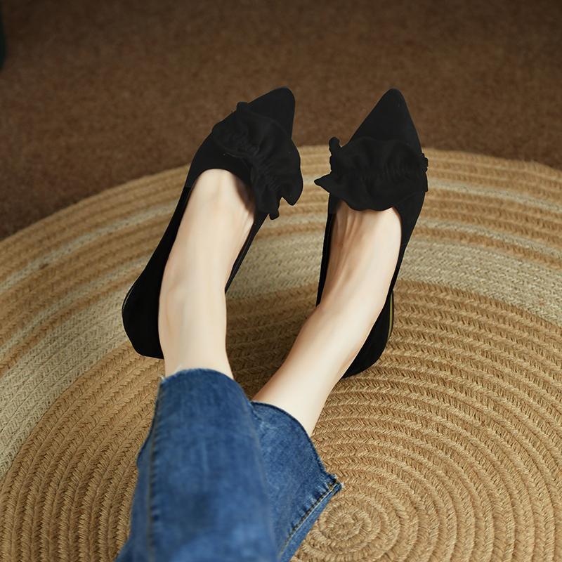 

Обувь для женщин 2024 года, офисная женская летняя обувь с острым носком, желтый, на низком каблуке, элегантная модная тенденция, высокое качество 35 чёрный