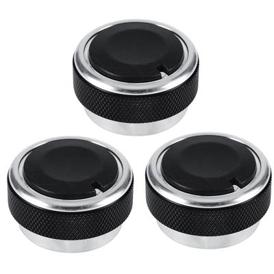 Lot de 3 boutons de climatisation pour voiture, bouton de démarrage et de rotation, revêtement extérieur( Noir )