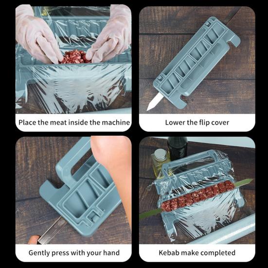 Skewers Kebab Maker Beef Meat Vegetables Kebab Mold for BBQ Grilling Portable Press Type Kebab Tool for Barbecue Parties Picnics