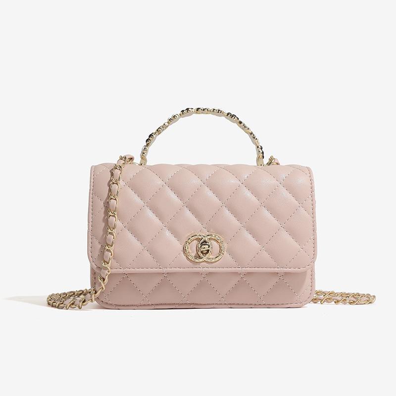 New Leather Niche High-end Classic Diamond Grid Hand-held Chain Shoulder Crossbody Fashionable Versatile Small Square Bag