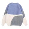 Unisex Oversized Crew Neck Knit Sweater Navy Black Beige Color Block Chunky Loose Fit Casual Pullover
