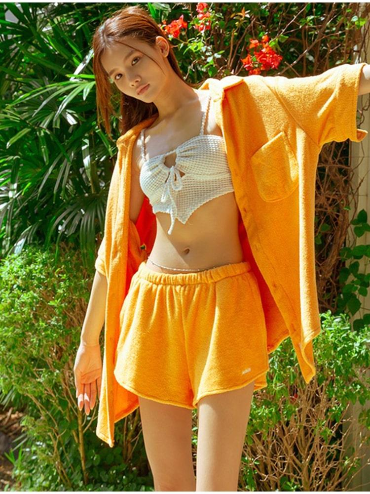 Aiemkeulleeo Terry Setup Short Sleeve Shirt Orange