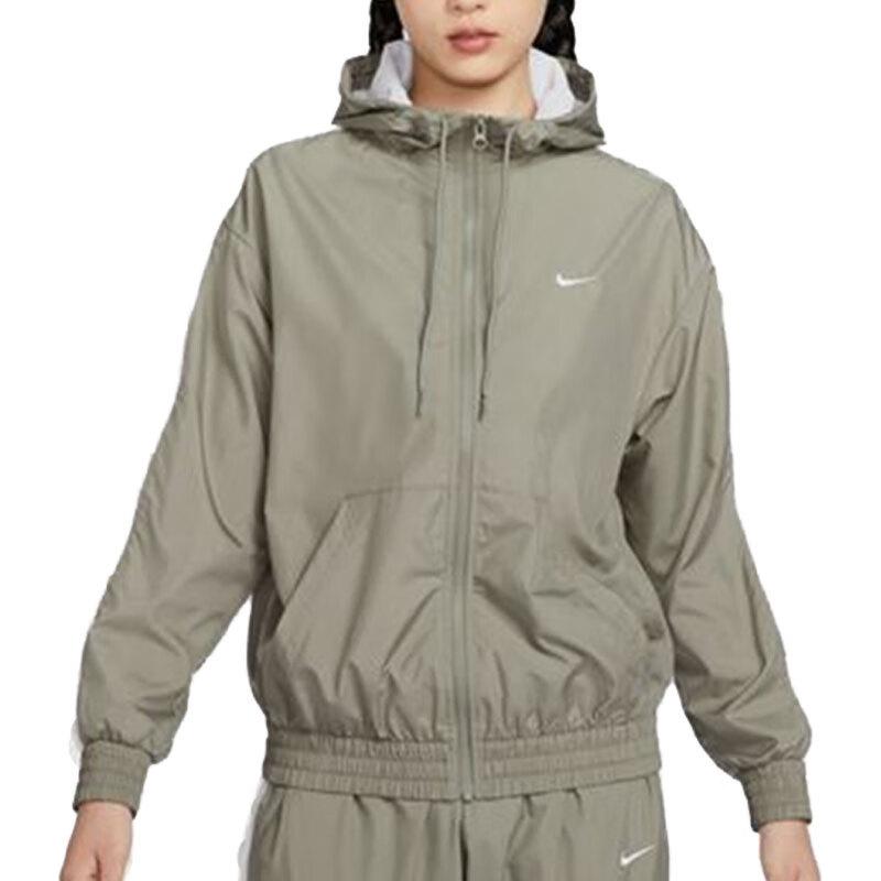 Nike Solid Color Sports Casual Zip-Up Hooded Loose Jacket Women Jackets Green FV6299320