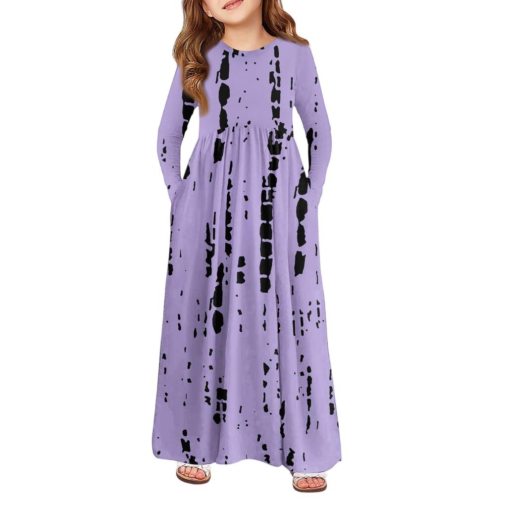 Girls' Maxi Dress - Long Sleeve Pocket Dress