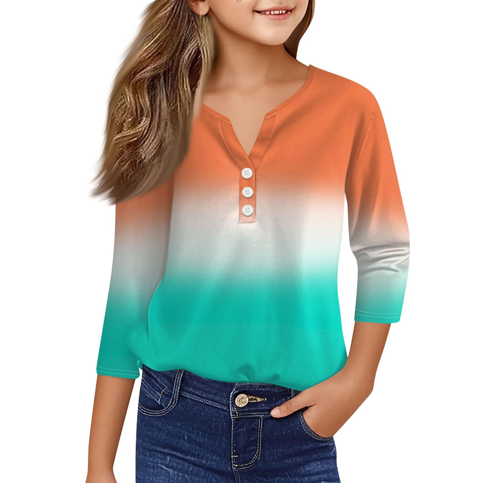 

Повседневные модные топы для девочек с принтом, футболка с семью рукавами и пуговицами 160 жёлтый