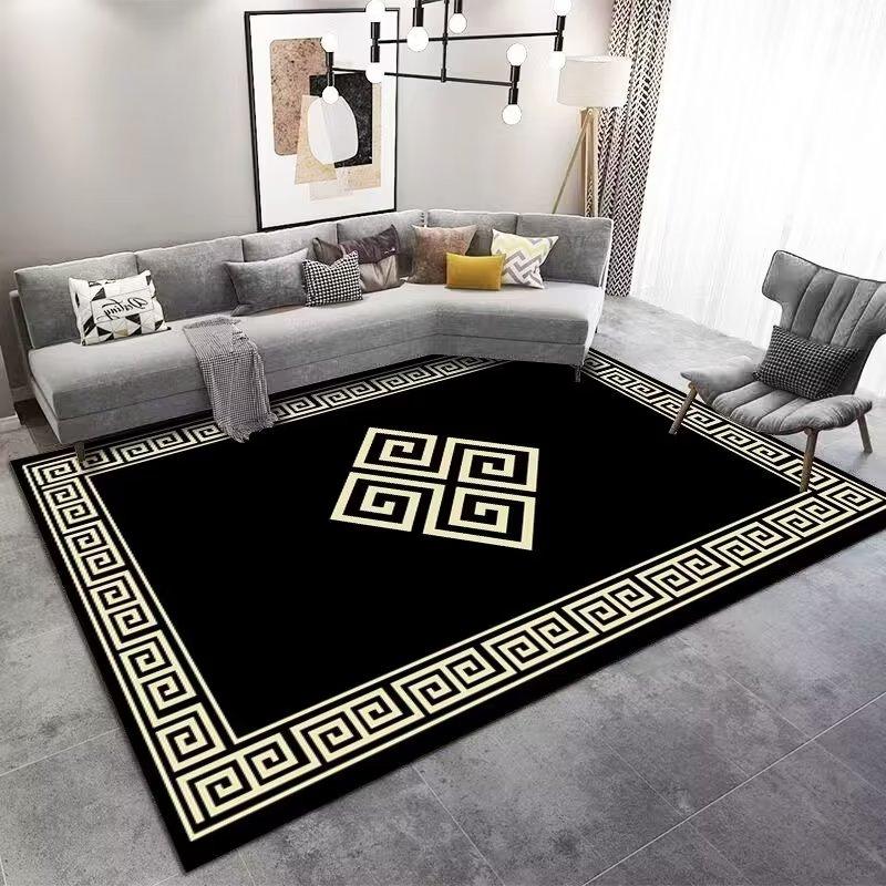 Marble Large Carpet for Living Room 160x230 Black Light Luxury Decoration Study Area Rug Washable Y2k Bedroom Home Mats Non-slip