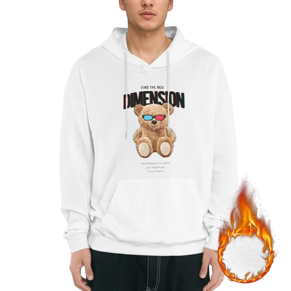 1 Pack Men’s Thick Warm Hoodie Soft Touch Fleece Lined Pullover Casual Daily Wear Comfortable Street Style M-3XL