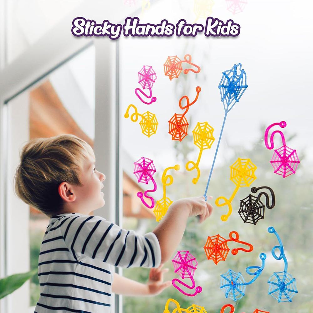 30Pcs Sticky Spider Web Sticky Hands Party Favors For Kids(Color Random)