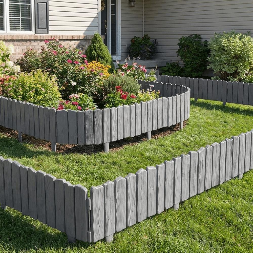 3pcs Plastic Material Decorative Fence Panels Interlocking Fence Lawn Landscaping