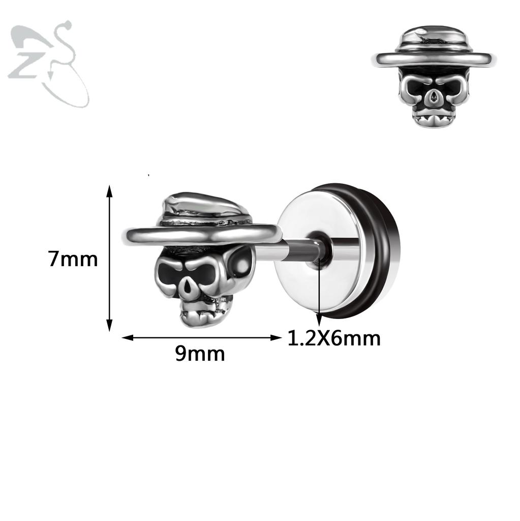 ZS 1PC 16G Cross Skeleton Finger Stainless Steel Stud Earring For Women Men Punk Rock Ear Conch Tragus Cartilag Helix Piercings
