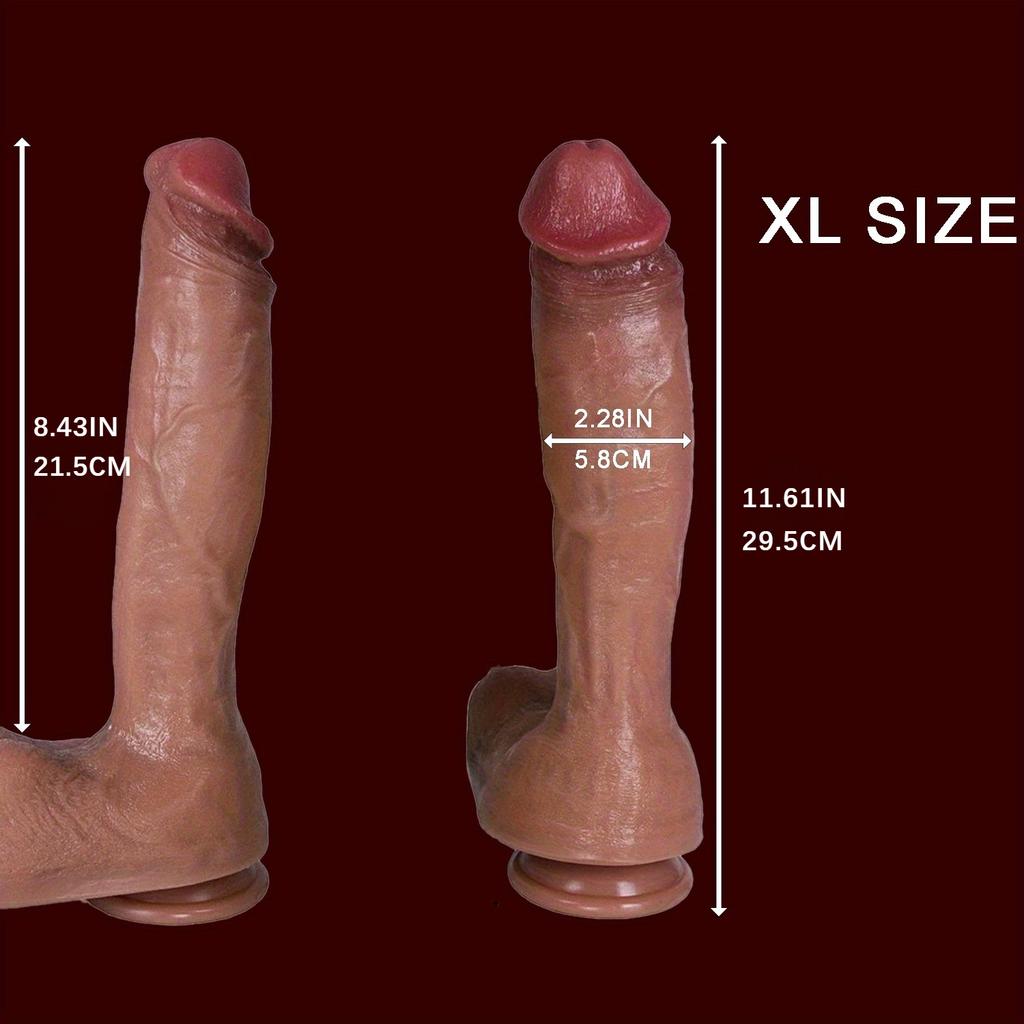Extra Long Huge Thick Dual Density Dildo with Suction Cup, Realistic Giant Curved Soft Silicone Dildo, G-Spot and Anal Sex Toys for Men and Women