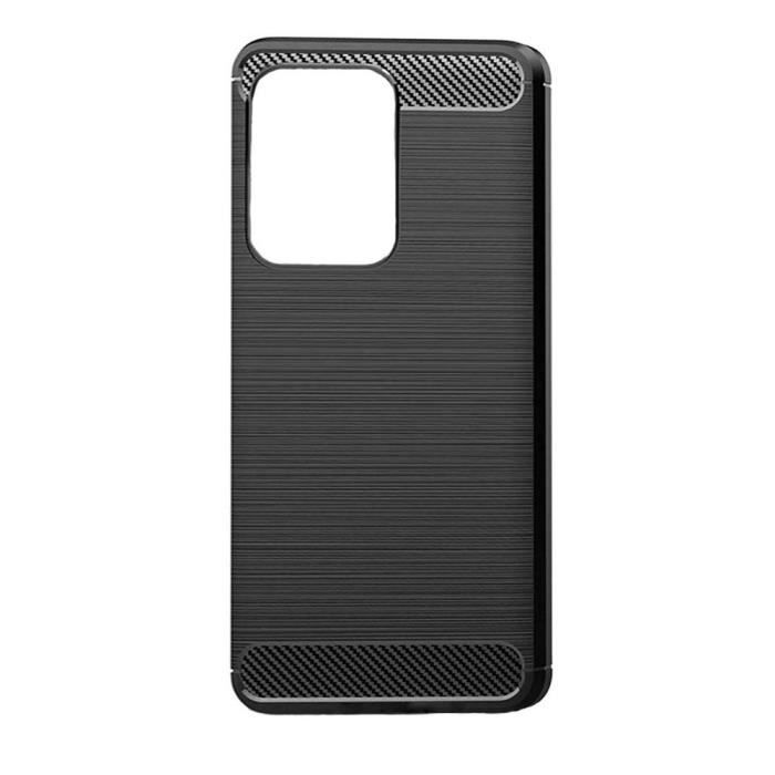 Coque arrière - Crazy Kase - Samsung Galaxy S20 Ultra - Noir - Souple - Effet carbone et aluminium brossé