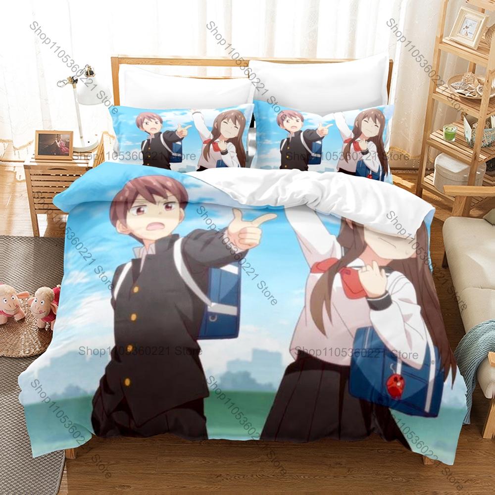 Cool Tsurezure Children Bedding Set 3Pcs Teen Love Comedy Manga Pattern Comfort Bed Linen For Otaku Anime Fans All Season