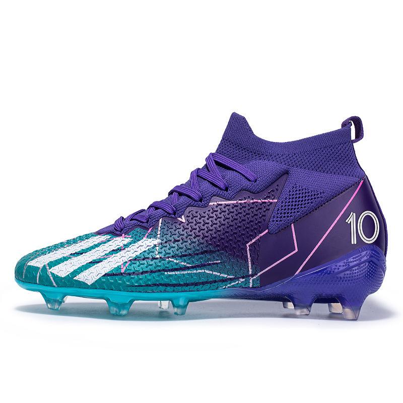 Foreign Trade Fly-woven Football Shoes Men's High-top Long Nails and Broken Nails Student Youth Grass Game Training Sports Shoes