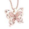 Elegant Rose Golden Butterfly Pendant Necklace - Chic Long Chain Jewelry for Women, Perfect Gift