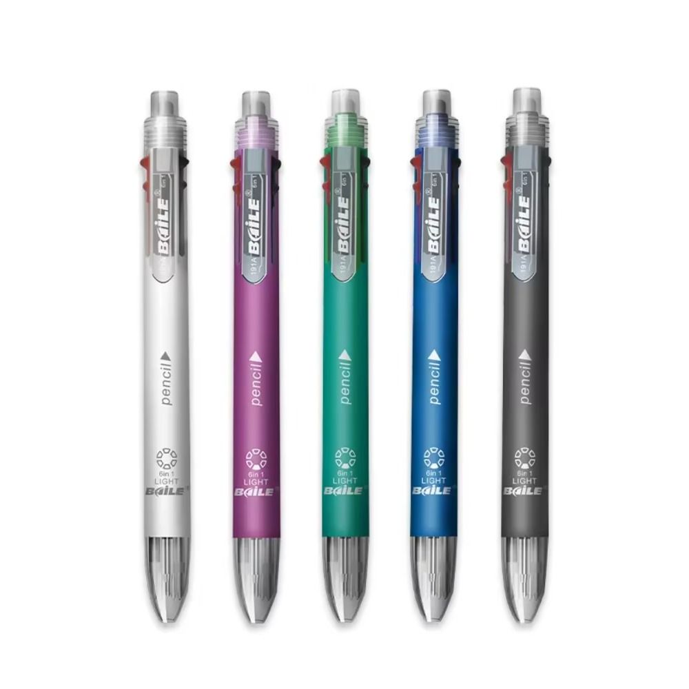 3pcs with Mechanical Pencil Multicolor Retractable Pen Clip-on Press Roller Ball Pen Writing