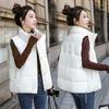 Autumn and Winter Short Cotton Vest for Women Back To Season Stand Collar Student Outer Wear Fashionable Waistcoat Loose Cotton Vest