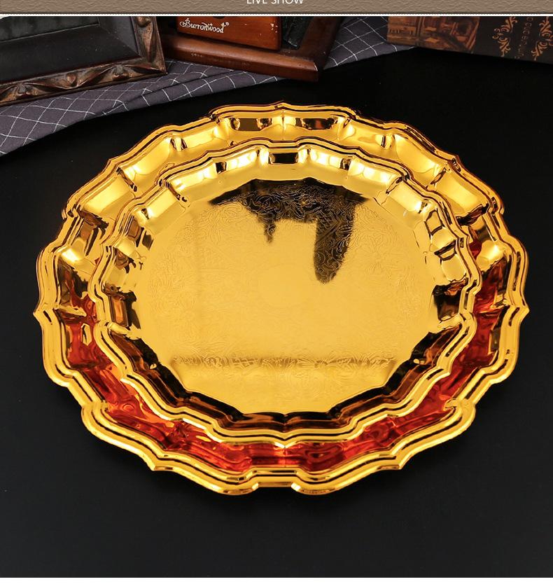 Vintage round Metal Cake Plate European Style Dessert Serving Tray for Afternoon Tea Wedding Banquet Home Decor