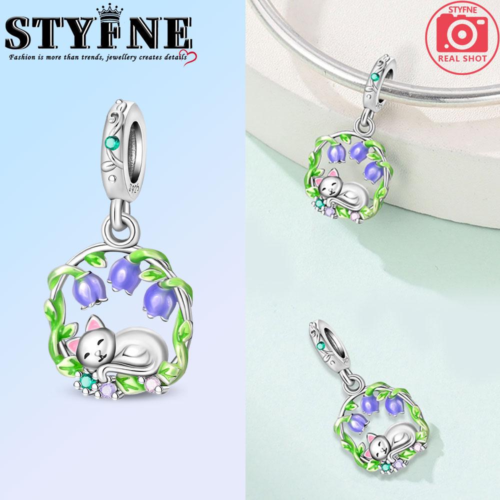 Orange Pet Series Beads Pink Flowerpot Jump Rope Kitten Charm Bracelet Fit Copper Women'S Necklace Diy Jewelry Gift