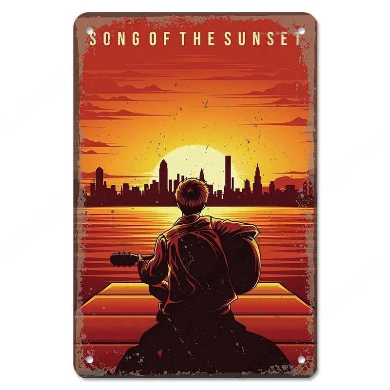 Rock Guitar Vintage Tin Sign Music Poster Wall Plaque Retro Tinplate Crafts Decor for Bar Garage Club Night Rock Party