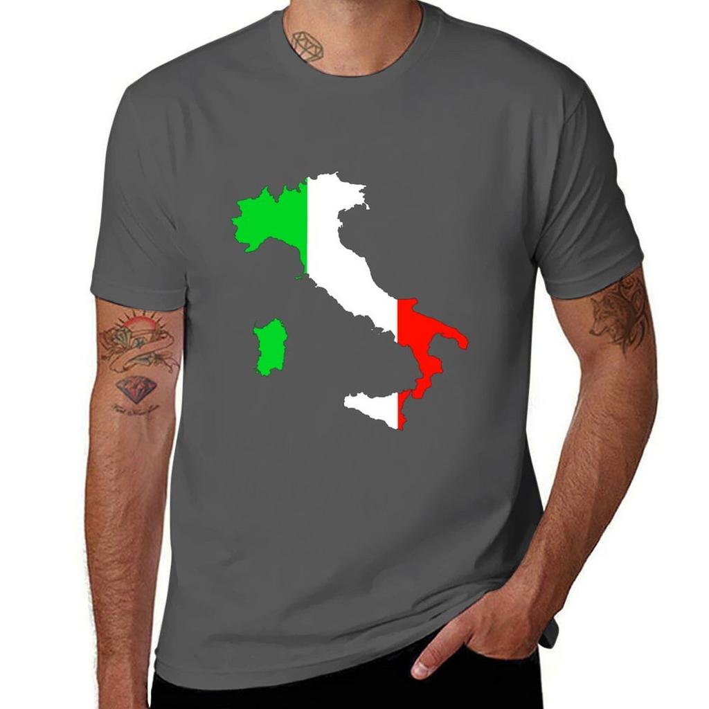 Flag Of Italy And Map Of Italy Tshirt Daily Wear Print Tshirt