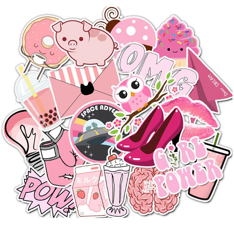 50 ცალი მულტფილმი ვარდისფერი გოგონების სტიკერები წვრილმანი ჩემოდანი ლეპტოპ გიტარა ველოსიპედის მანქანის ტრიალებს