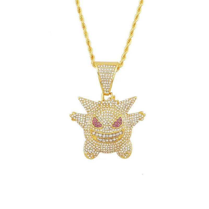 Halloween Devil Elf Diamond-encrusted Necklace Hip-hop and Funny Genggui Monster Hoodie Chain