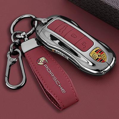 Leather Car Smart Remote Key Cover Case Keychain Protector For 911 718 Panamera Macan Cayenne Boxster Cayman Keychain