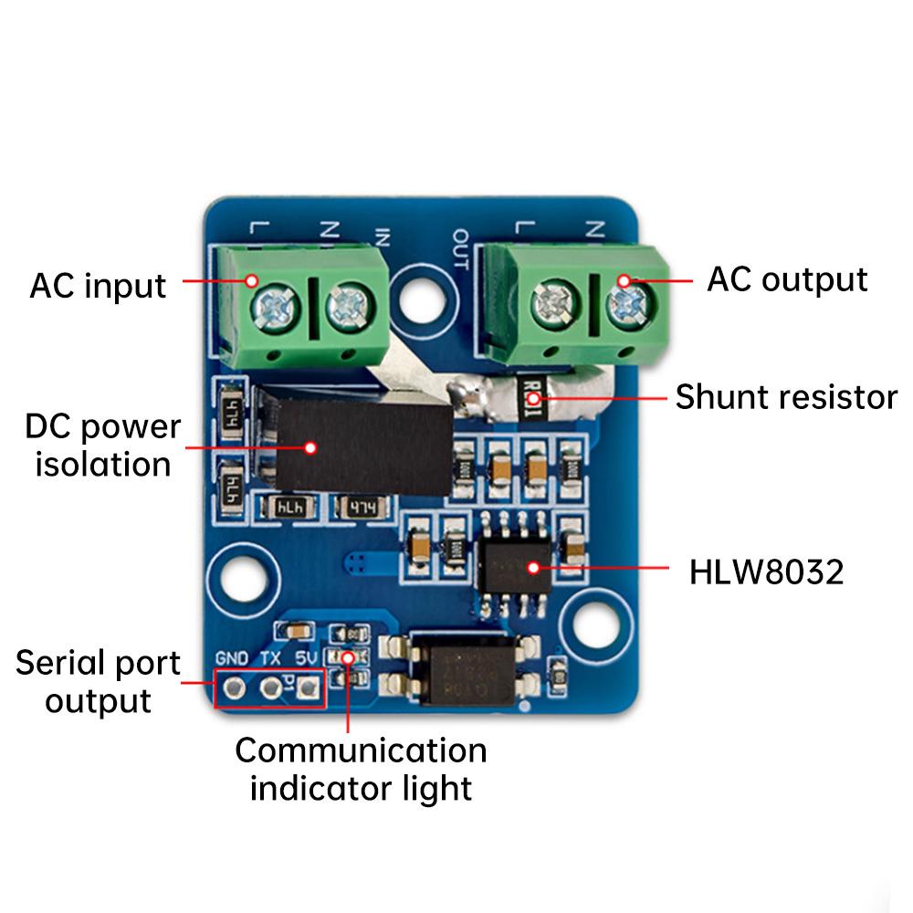 HLW8032 AC Voltage Current Collector Module UART Serial Port High Precision Energy Isolated 4800bps for Data Acquisition