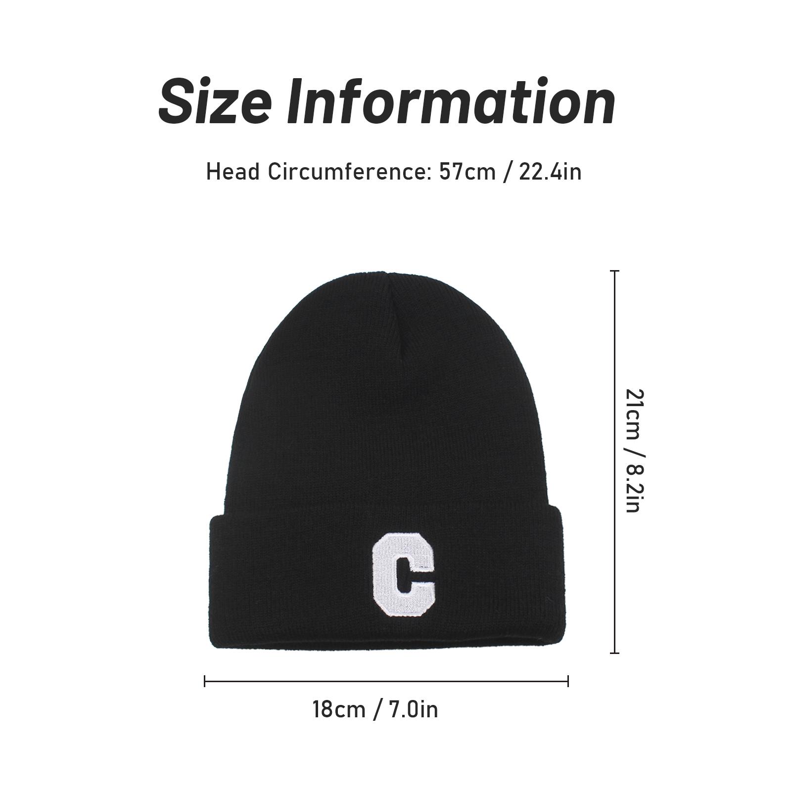 Мужская Женская Зимняя Вязаная Шапка-Бини Вышивка Буквой Эластичная Шапка-Череп Повседневная Теплая С Отворотом Шапка-Ушанка
