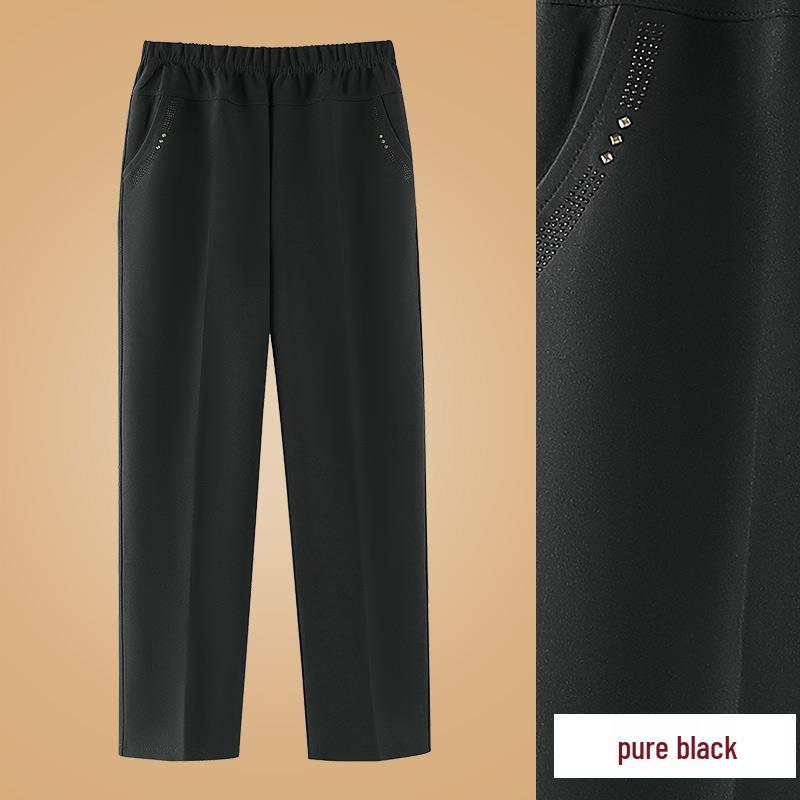 Women's Plus Size Warm Fleece-Lined Straight-Leg Pants for Autumn and Winter