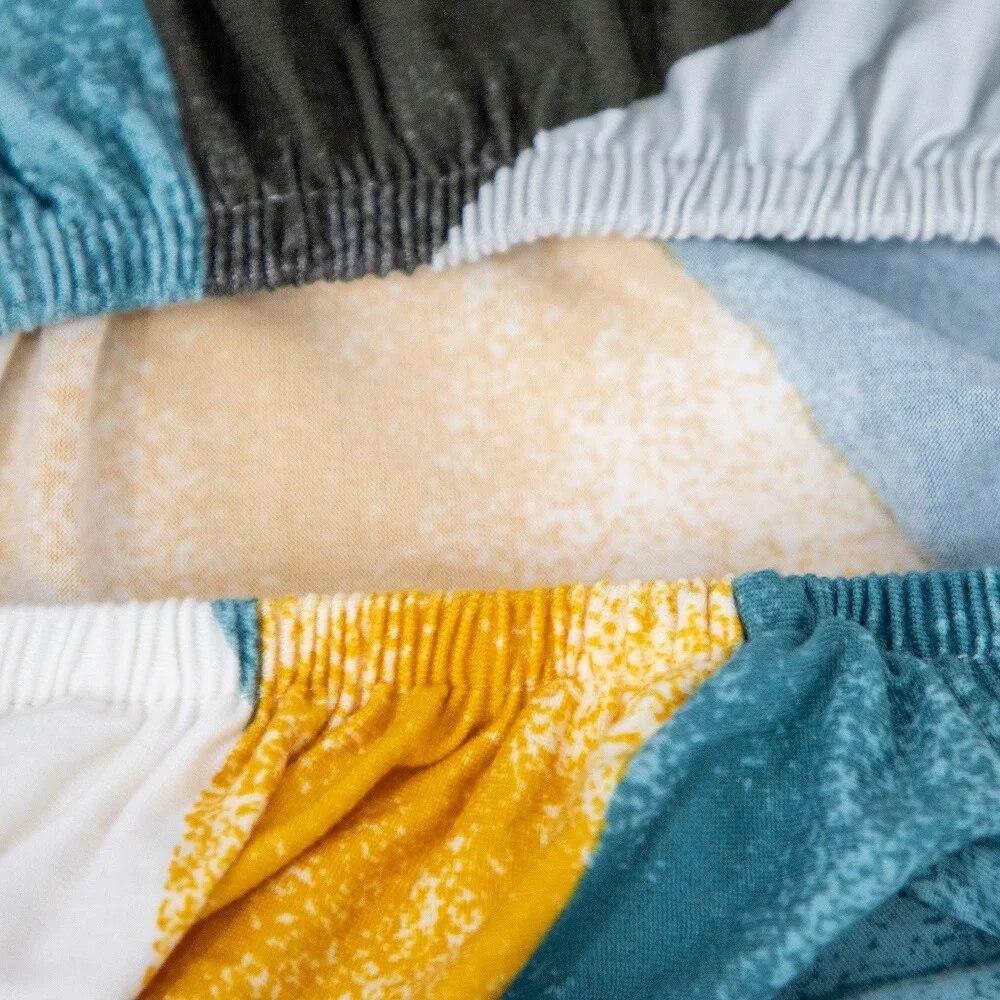 Elastischer Stuhlbezug für Esszimmer, Spandex, Universalgröße, Sitzbezug für Küchenstühle, geometrischer Stil, Möbelschutz, neu