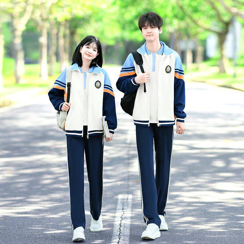 

Осенний комплект школьной формы в студенческом стиле: Куртка-свитшот из трех частей для начальной и старшей школы L