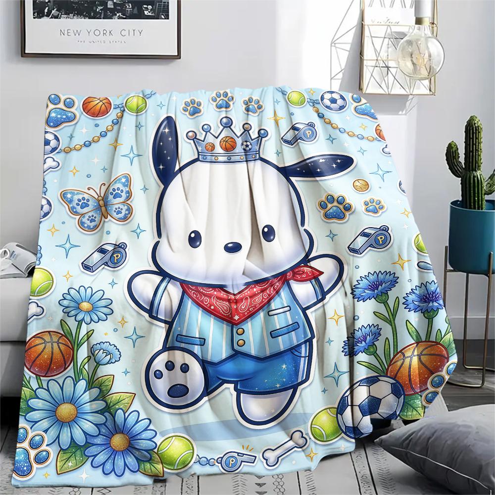 1PC Pochacco Print Flannel Blanket, High quality All Seasons, Home Decor, Warmth and Comfort, Perfect for Christmas Gifts