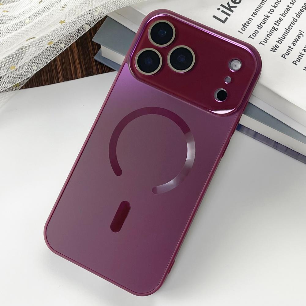 Luxury Flowing Light Large Window Case For iPhone 17 Air 16 15 14 13 12 11 Pro Max for Magsafe Crystal Bright Magnetic Cover