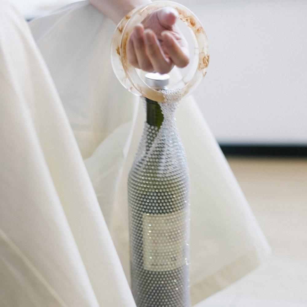 Borsa Portabottiglie di Vino Tessuta a Mano Borsa per Tazza Termica di Lusso Leggero Portatile Lucida Borsa per Vino Matrimonio
