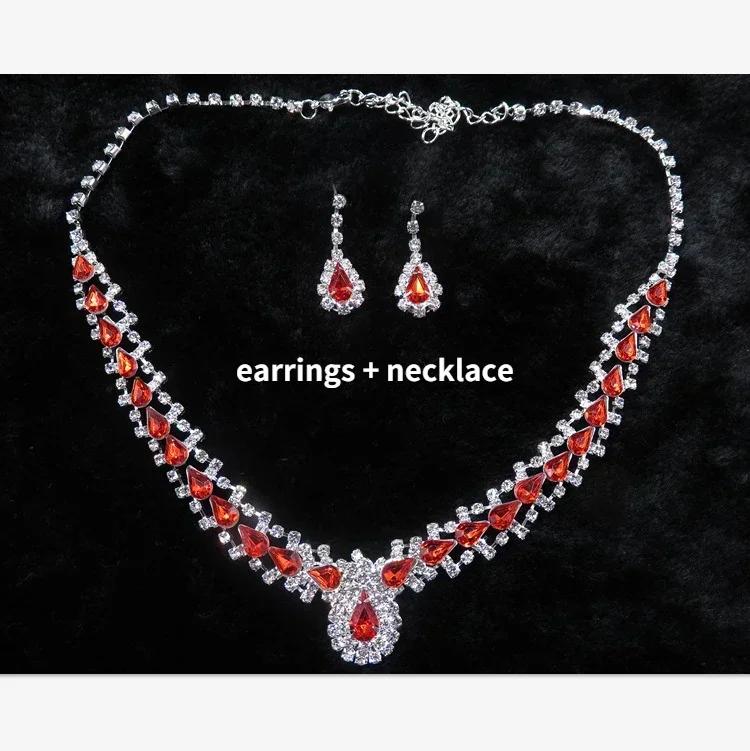 Blue Water Drop Rhinestones Necklace For Women  Inlaid Zircon Pendant Fashion Jewelry Accessory