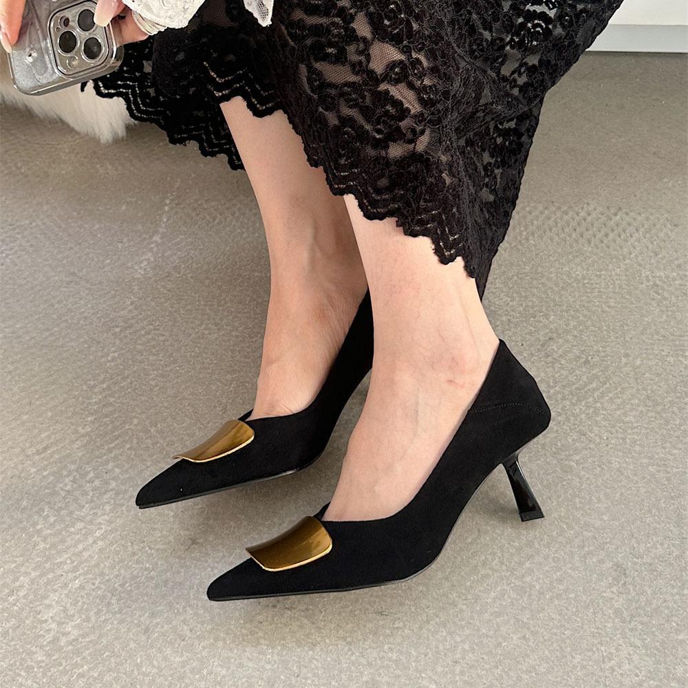 Single Shoes Spring New Pointed Professional Commuter Cat Heel Work Shoes Not Tired Feet Shallow Mouth Temperament High Heels Women