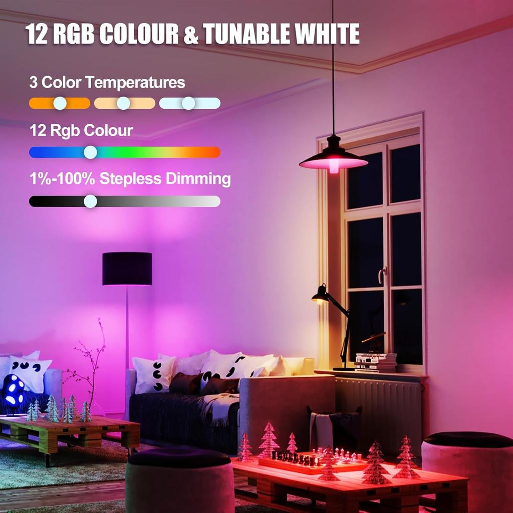 2 Pack Rechargeable Emergency Light Bulb with Remote, Color Changing Battery Powered USB LED Bulbs 12 RGB Color Dimmable E26 120 Volt 9W for Power