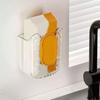 Wall Mounted Tissue Box Kitchen Wipes Storage Box Invisible Sticker Mounting