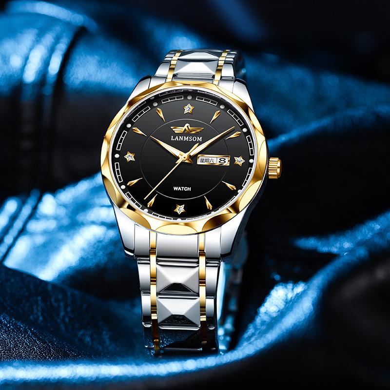 New TOP Brand Luxury Men's Watch With Box Fashion Waterproof Double Calendar Men's Quartz Watches