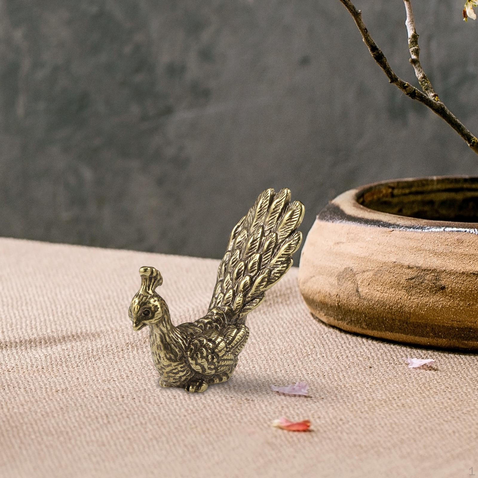 

Brass Peacock Figurine Statue Handmade, Animal Figurine, Miniature
